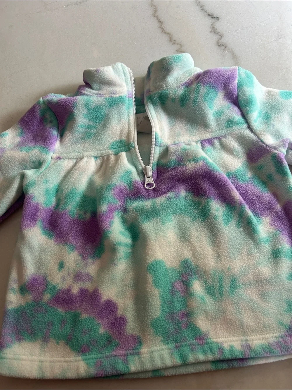 The Children's Place Purple, Teal & White Tie-Dye Fleece Pullover